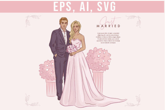 Beautiful Couple in Wedding Day: A Designer's Guide to This Charming Illustration