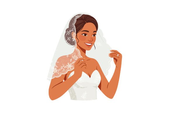 Bride with Lace Veil and Wedding Dress S: Elegant Script for Joyful Designs