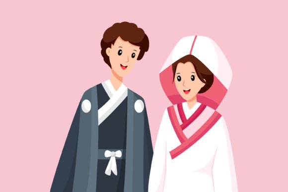 Charming Japan Wedding Character Illustration for Your Designs