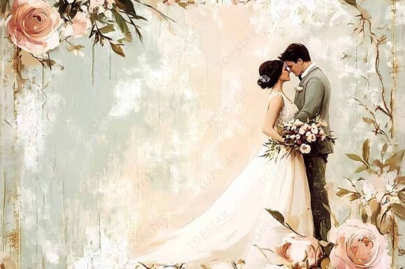 Elegant Wedding Day Couple Illustration: A Timeless Asset