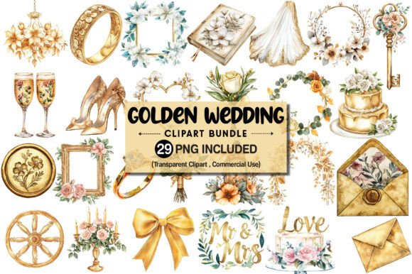 Golden Wedding Decor Clipart: Your Design Asset for Timeless Projects