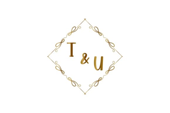 T & U Initial Flower Wedding Invitation: Your Floral Monogram Design