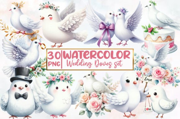 Wedding Doves Clipart: Elegant Design Assets for Your Projects